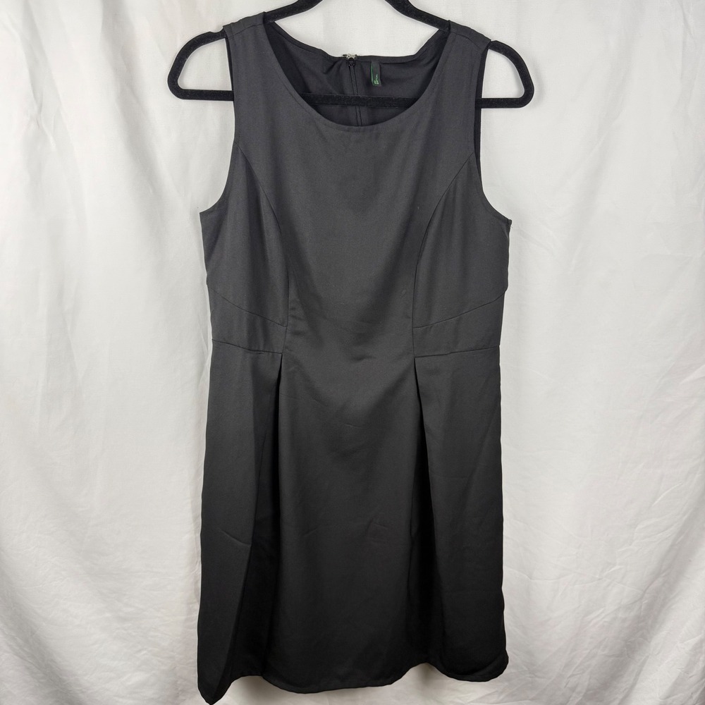 Stile Benetton Black Fit &‎ Flare Sheath Dress Large Classic Minimalist Office